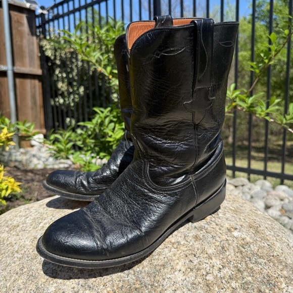 VTG 1995 Lucchese Handmade Black Goat Leather Western Boots 9.5EE Classic W BOX main image 4